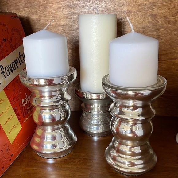 Other - Silver glass trio of candlesticks